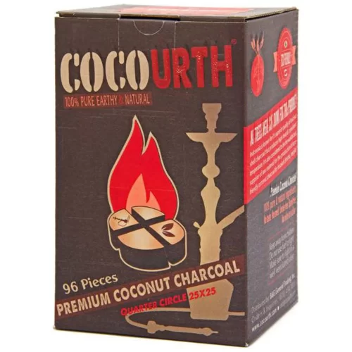 CocoUrth Premium Coconut Charcoal 96 Pieces Quarter Circle