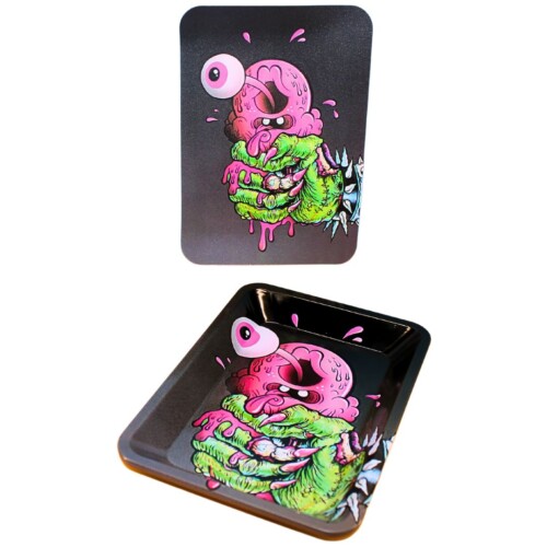 Magnet Top Small Metal Rolling Tray (Squeeze Brain Eyeball)