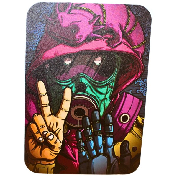Magnet Top Small Metal Rolling Tray (Gas Mask) - Image 2