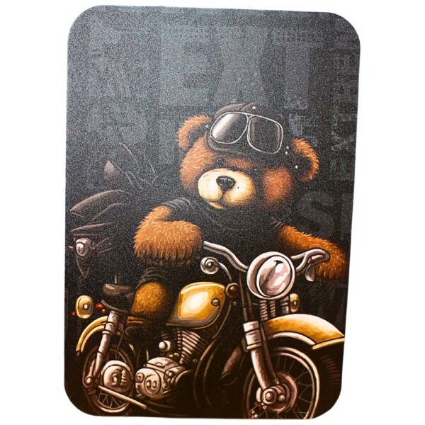 Magnet Top Small Metal Rolling Tray (Teddy Bear Bike) - Image 2