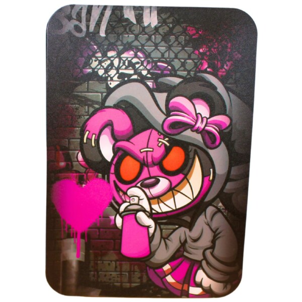 Magnet Top Small Metal Rolling Tray (Teddy Bear Menace) - Image 2
