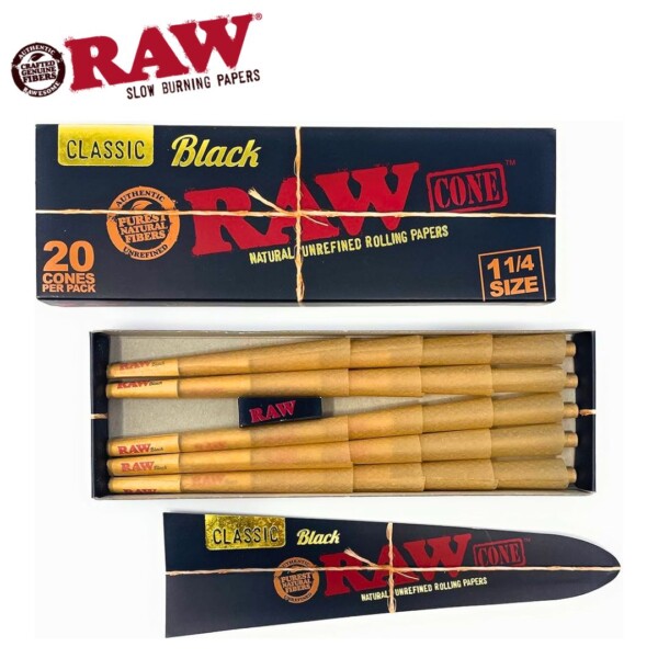 Raw Black King Size Cones 20 Cones Per Pack / 12 Packs Per Box - Image 3
