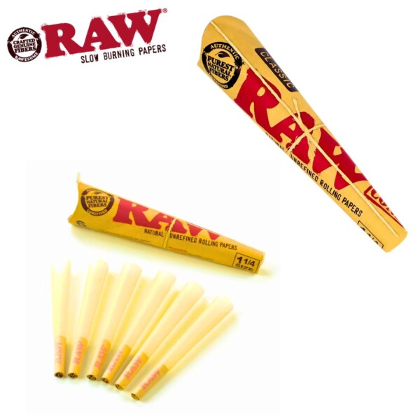 RAW CLASSIC CONES 1 1/4 SIZE (32 PACKS / 6 X 1 1/4 CONES PER PACK) - Image 3