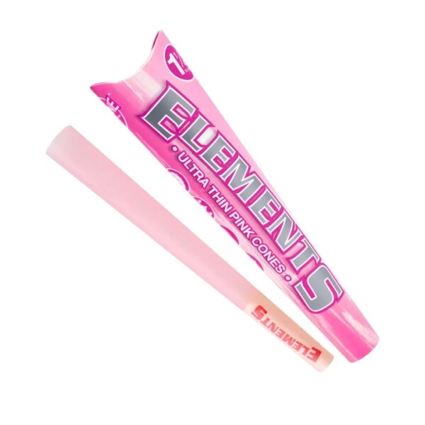 ELEMENTS ULTRA THIN PINK CONES 1 1/4 SIZE (BACKROLLED, 32 PACKS PER BOX, 6 CONES PER PACK) - Image 3