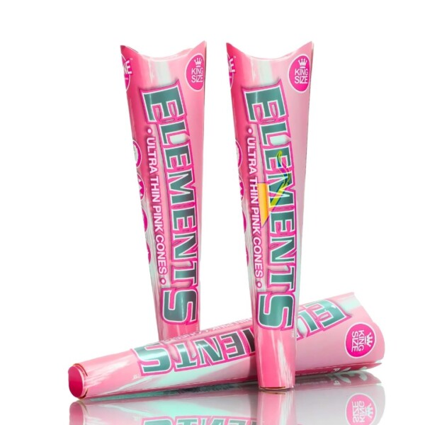 ELEMENTS ULTRA THIN PINK CONES KING SIZE (BACKROLLED, 32 PACKS PER BOX, 3 CONES PER PACK) - Image 3