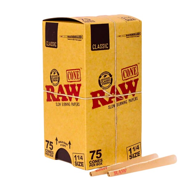 RAW CLASSIC 1 1/4 BACKROLLED CONE 75CT MINI TOWER - Image 2