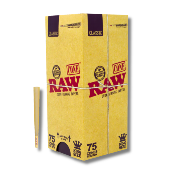 RAW CLASSIC KING SIZE BACKROLLED CONE 75CT MINI TOWER - Image 2