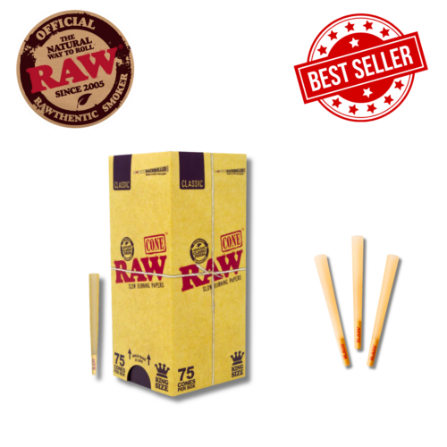 RAW CLASSIC KING SIZE BACKROLLED CONE 75CT MINI TOWER