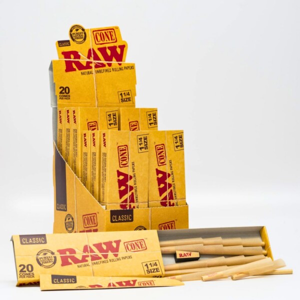 RAW Cones 1 1/4 Size (12 Packs 20 Cones Per Pack) - Image 2