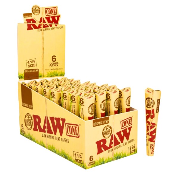 RAW ORGANIC CONES 1 1/4 SIZE (32 PACKS PER BOX, 6 CONES PER PACK) - Image 3