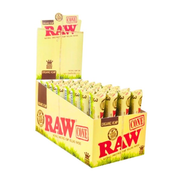 RAW ORGANIC CONES KING SIZE (32 PACKS PER BOX, 3 CONES PER PACK) - Image 2