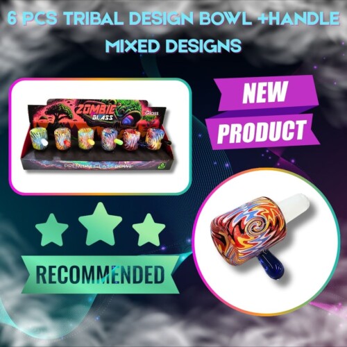 6 PCS TRIBAL DESIGN BOWL +HANDLE MIXED DESIGNS